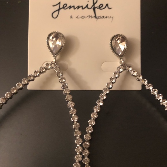 Large Rhinestone Teardrop Hoops - Picture 4 of 5